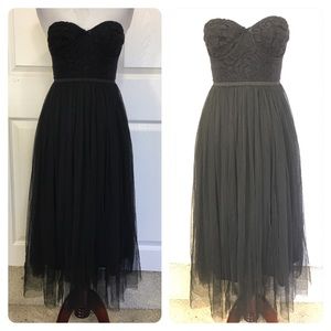 Free People Gorgeous black strapless tulle dress